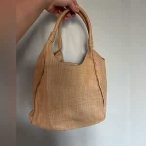 Woven Straw Tote Bag in Natural Tan